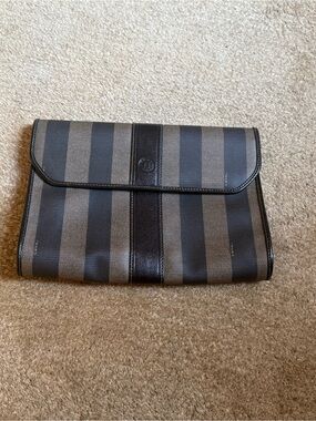 Authentic Vintage Fendi Pequin Stripe Clutch – S.A.S. Roma, Made in Italy